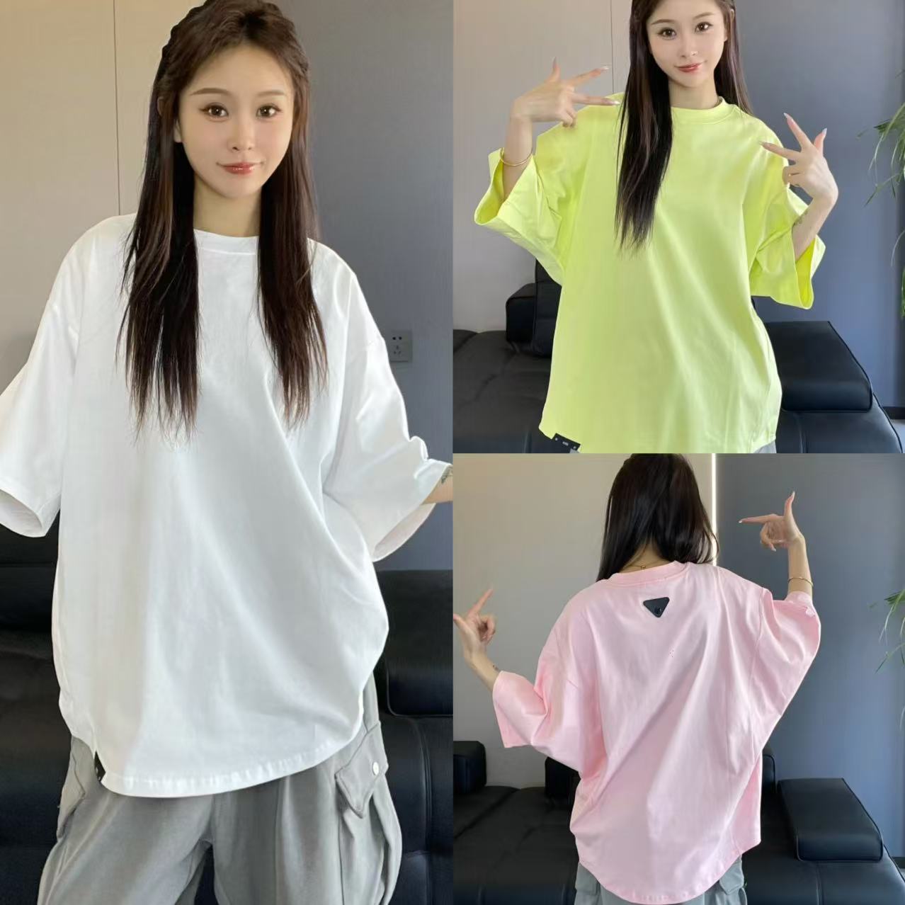 爆款美式休闲时尚蝙蝠袖短袖男高街感轻奢简约设计感个性半袖T恤