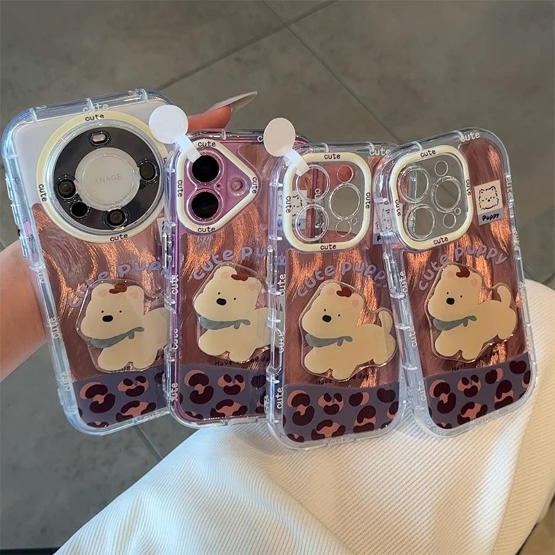 蓝棕西高地支架适用苹果16手机壳iPhone15小米vivo华为oppo