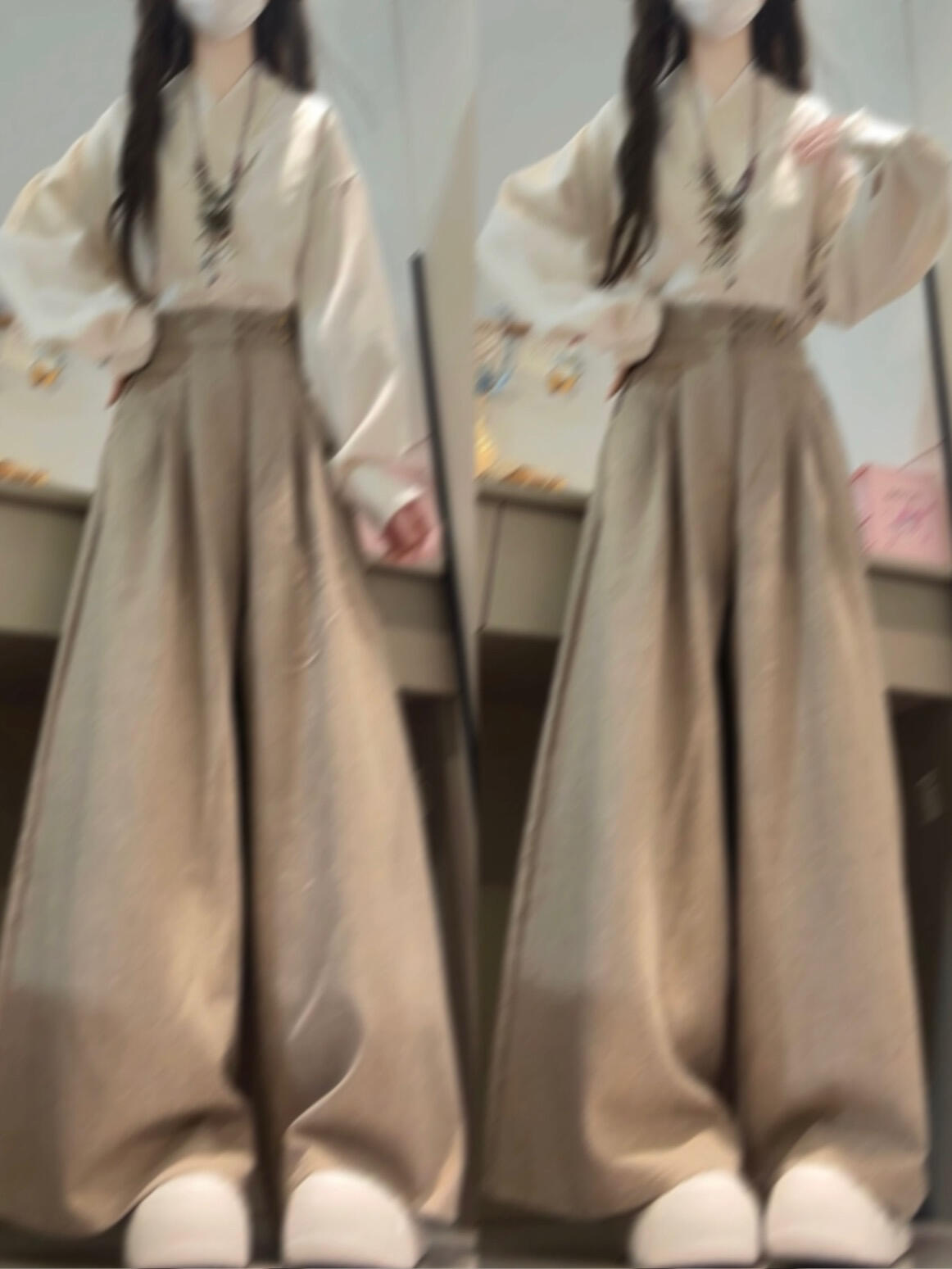 2025秋季新款新中式轻国风交叉领衬衫上衣搭配休闲裤气质两件套女