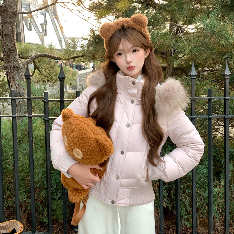 爱神贝拉韩系修身棉服女2025冬季新款甜美加绒加厚棉衣高级感外套