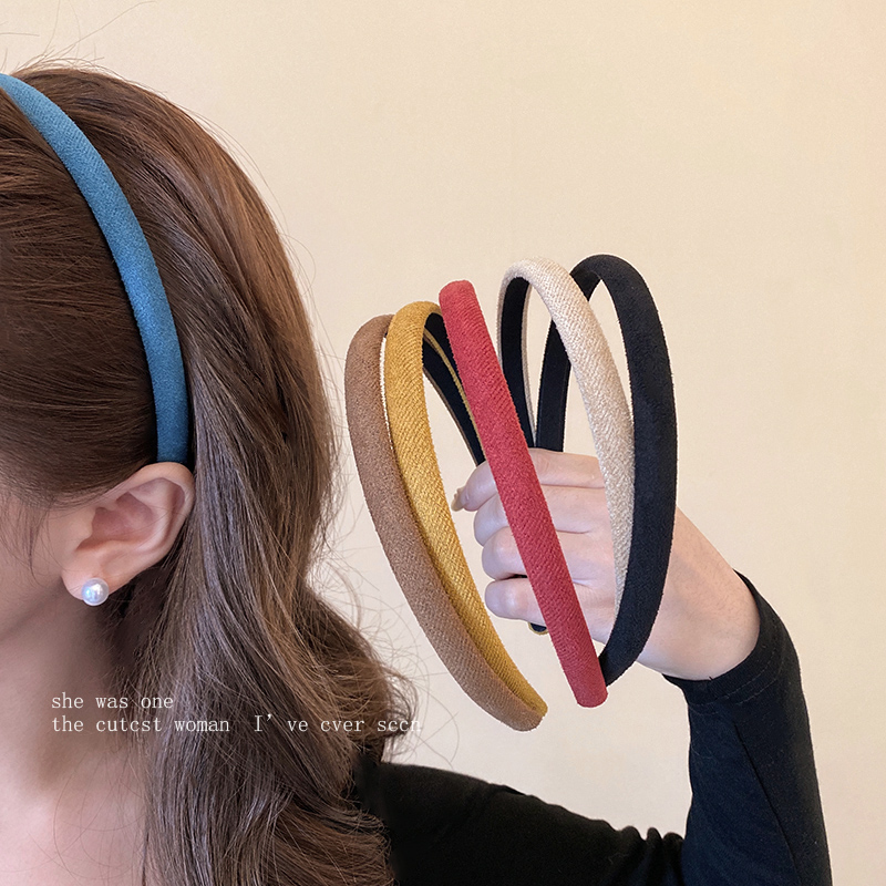 复古彩色绒面细发箍女2025新款简约小众高级感洗脸头箍压发发卡新