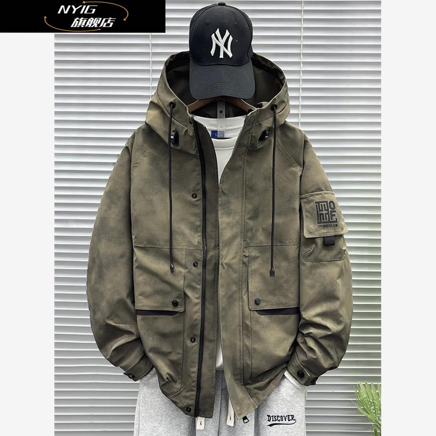 NYIG潮牌秋季美式休闲时尚潮流设计感帅气百搭休闲工作服连帽夹克