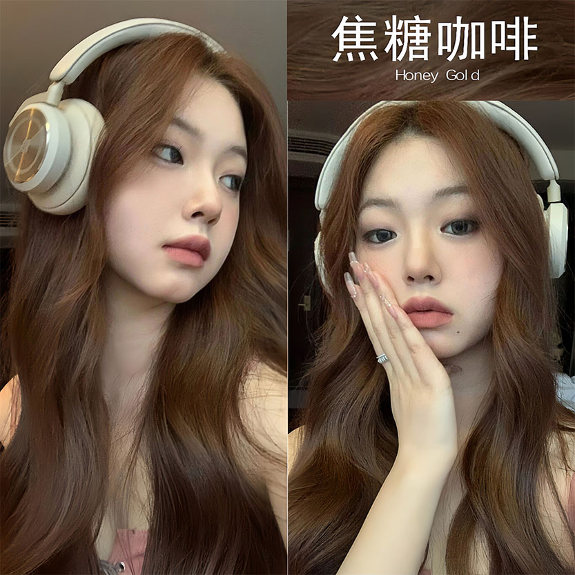 【买一送一】焦糖咖啡色染发膏剂显白温和盖白发泡泡染自己染品牌女