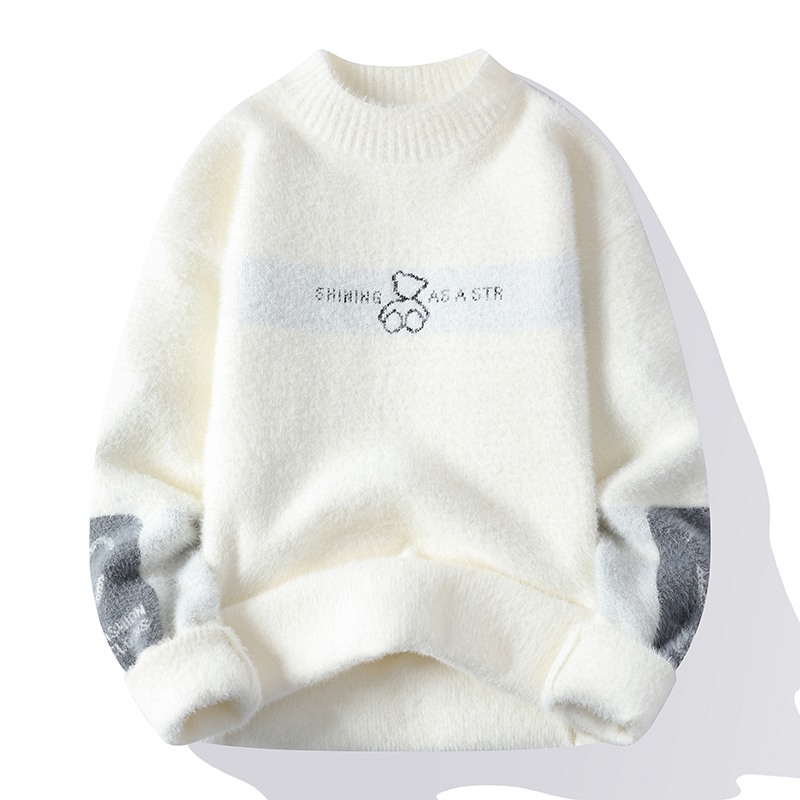 2025新款男秋冬水貂绒毛衣加厚打底针织衫内搭保暖线衣潮流打底衫