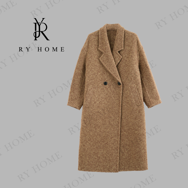 【容雨RYHOME】立子纱绵羊毛＋零重力西装领羊毛长款大衣243W1834