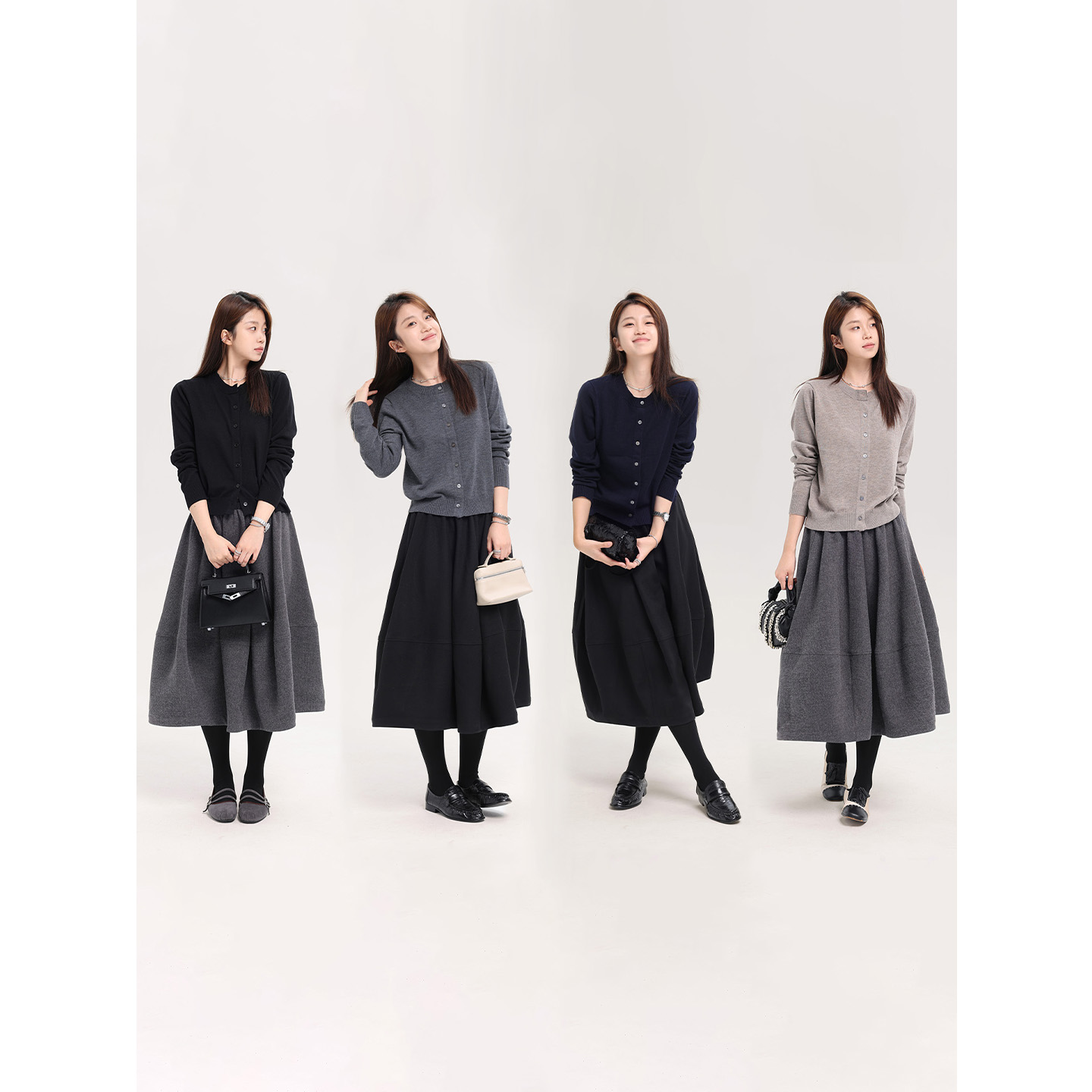 Multi Math毛呢泡泡裙/秋冬加厚花苞显瘦A字松紧腰垂感时尚半身裙