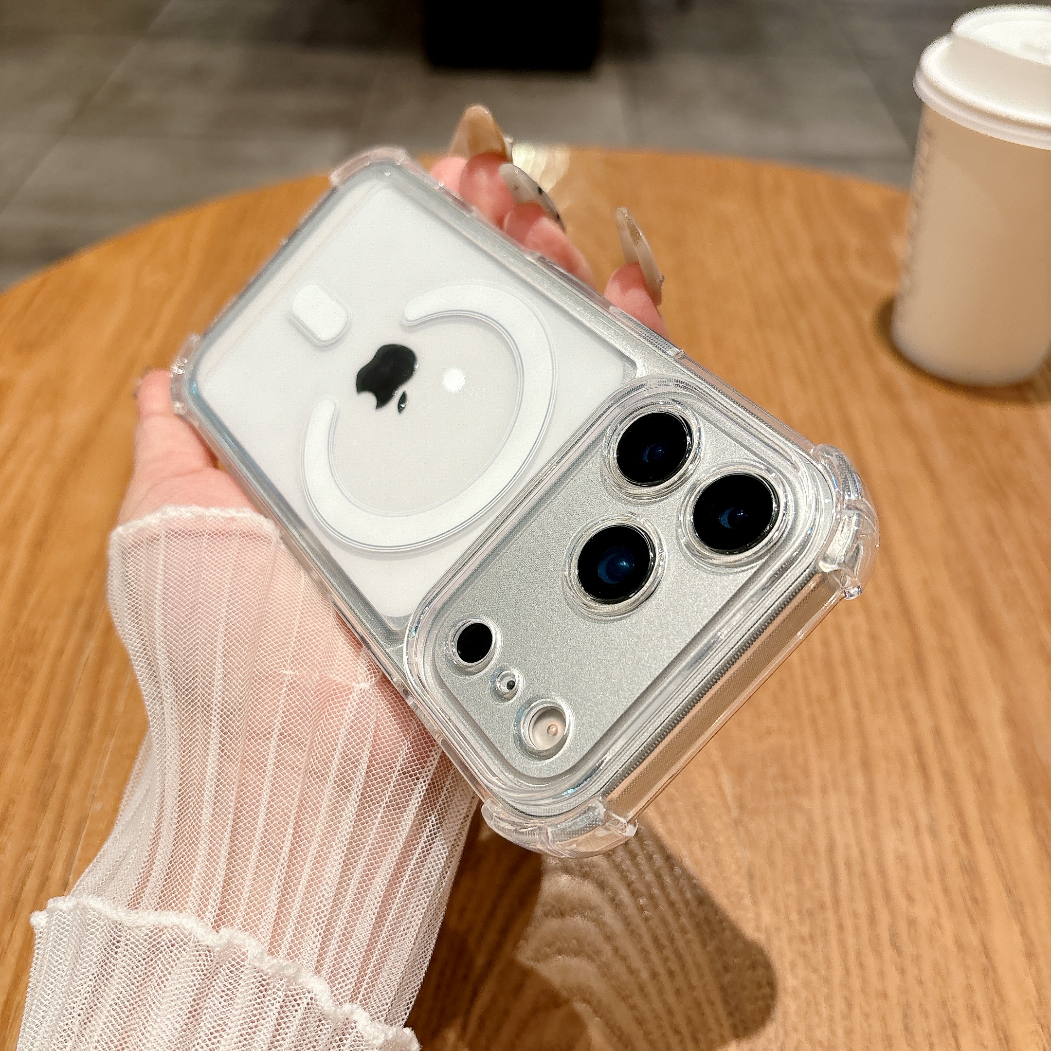 四角防摔适用苹果17promax手机壳磁吸透明iphone16/15保护壳14pro