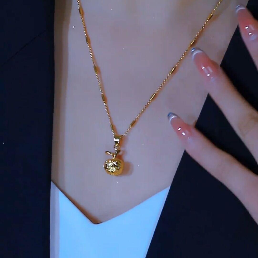 钛钢项链  苹果项链女款2025年新款爆款明星同款饰品毛衣链高级感