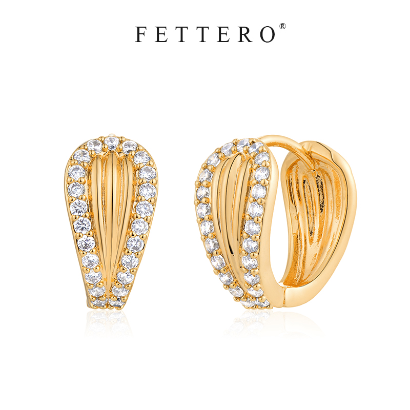 fettero 铜合金耳饰 【边镶大瓜子耳环】气质法式轻奢简约时尚百搭