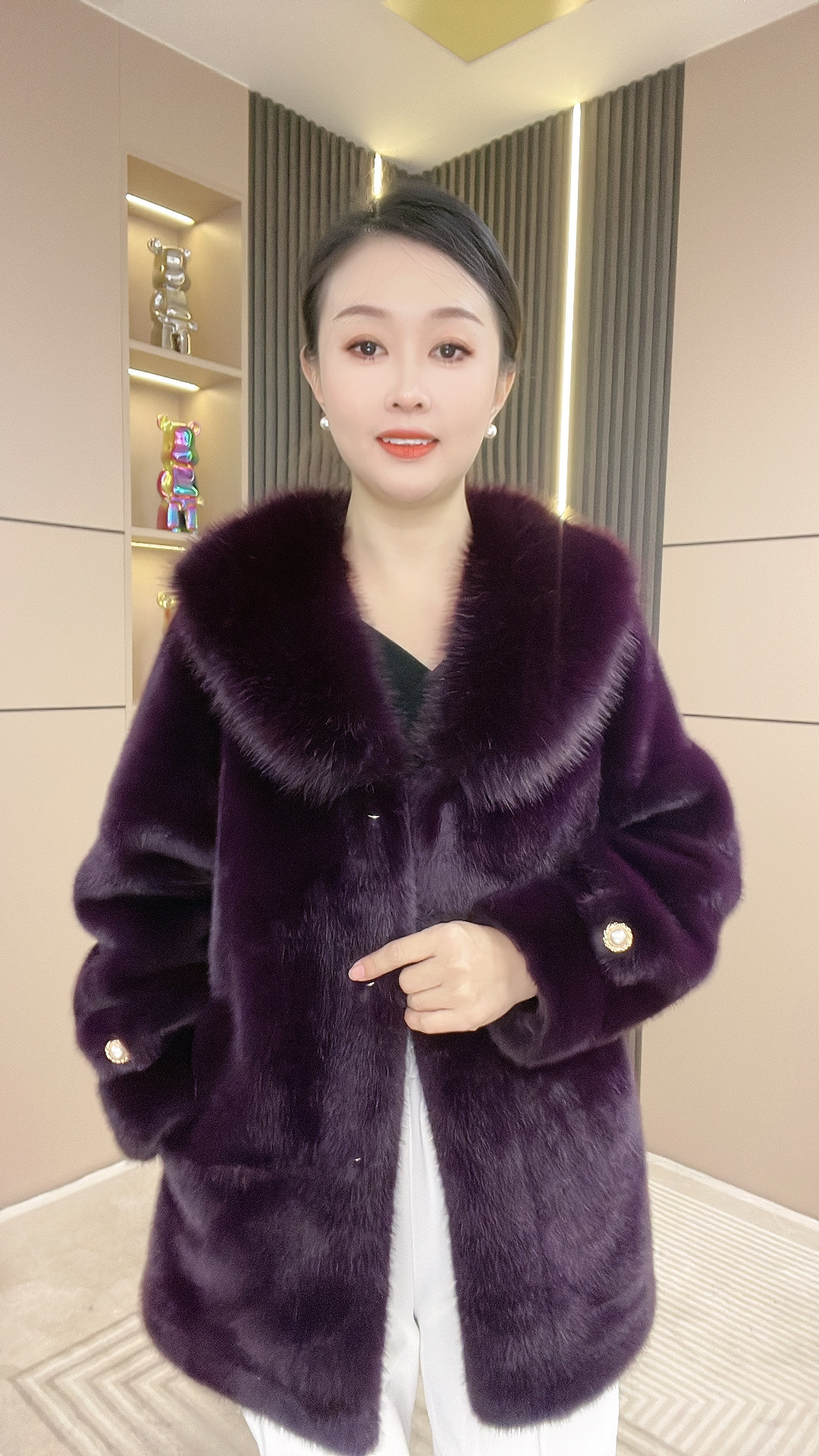 冬季妈妈装中长款新款雪兰貂绒大衣女士休闲百搭设计师款时尚宽松