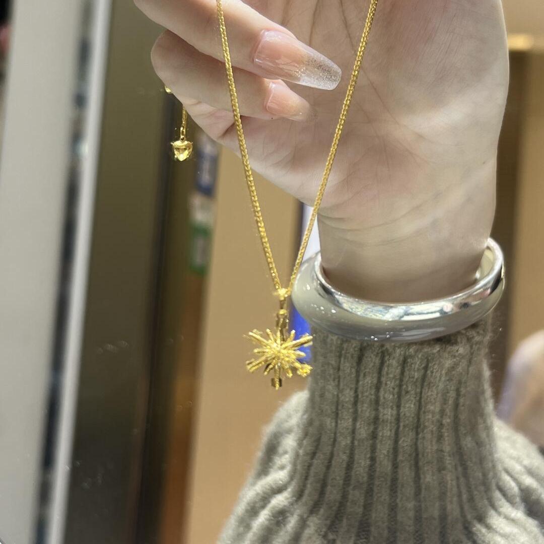 铜合金项链 女新款雪花项链雪花小众设计感颈链圣诞节氛围感礼物