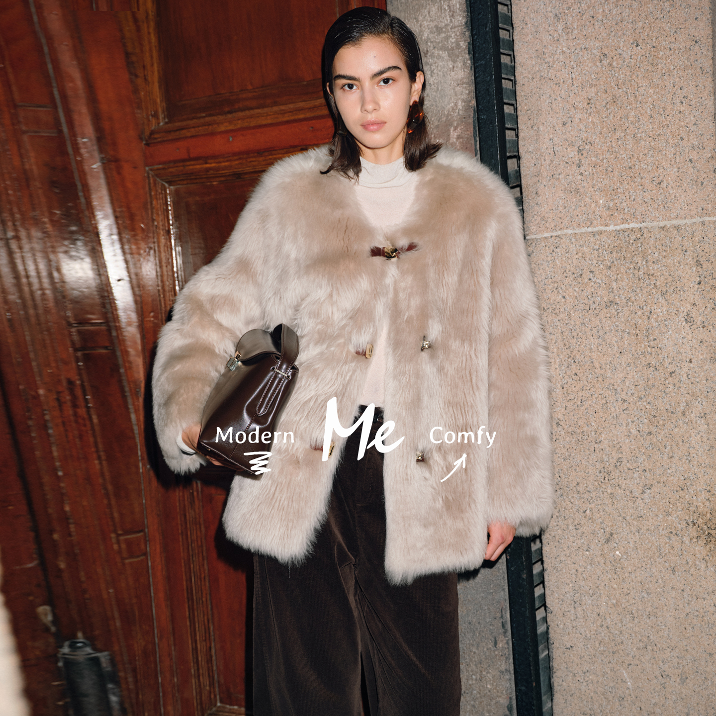 ME【西班牙进口银灰色长毛拉贡】轻奢高级感女士皮草MEQC4322