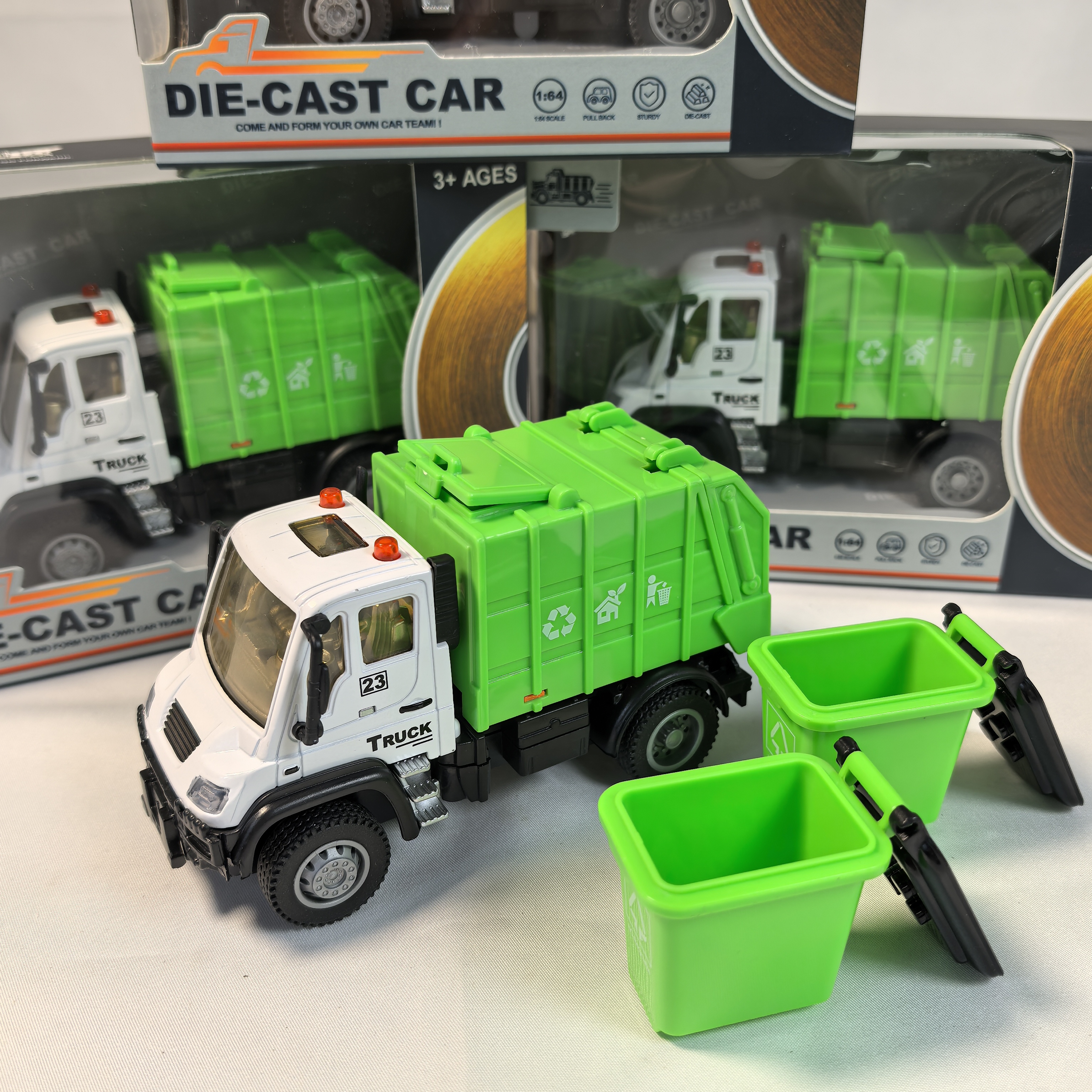 合金德式声光仿真环卫垃圾车模型男女孩回力车耐摔工程车儿童玩具