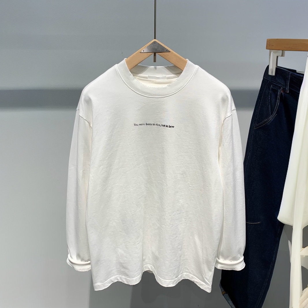 梦泡官方春秋圆领套头长袖T恤青年男士潮流男士中年纯冬季短袖