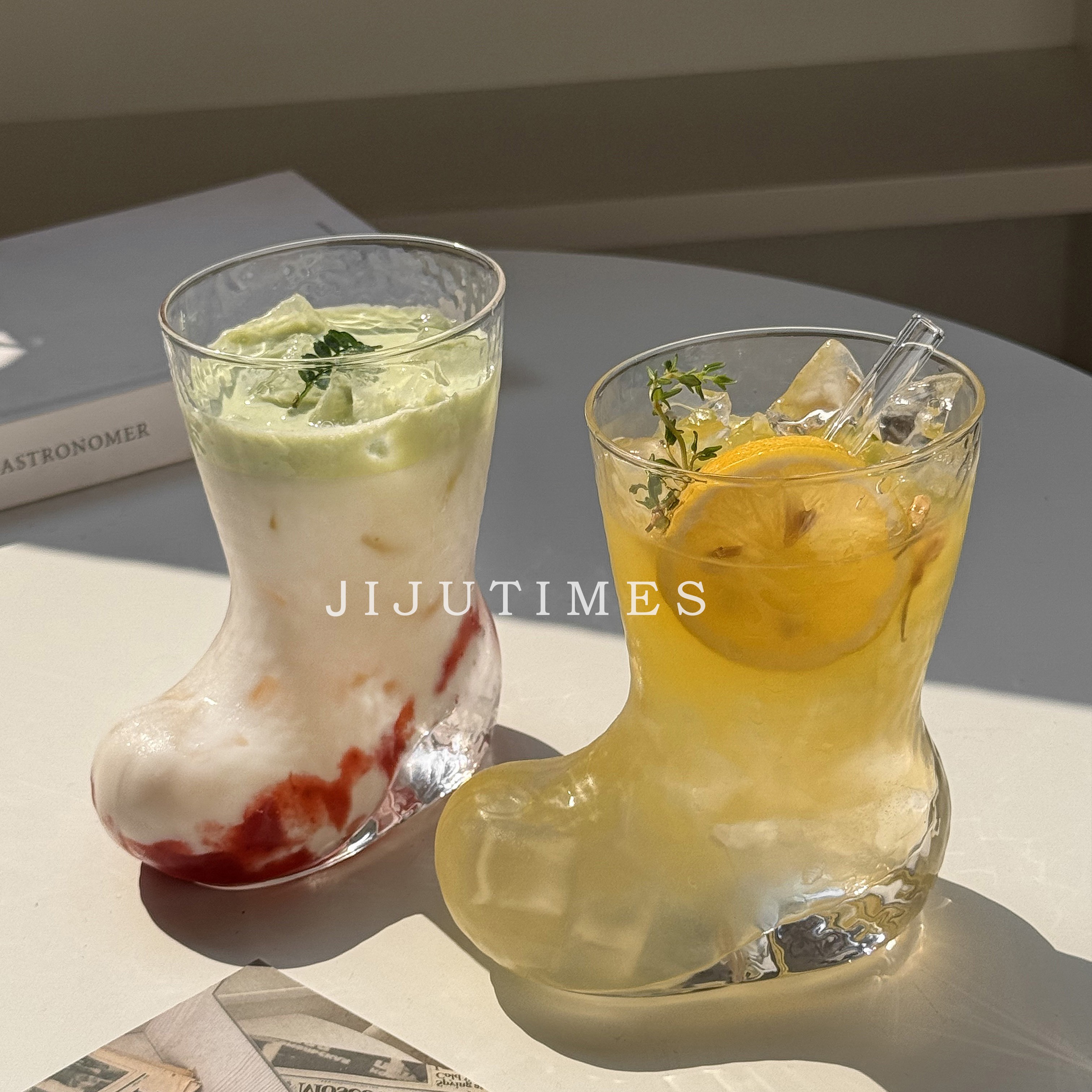 ins风网红创意靴子玻璃杯透明个性果汁饮料啤酒杯咖啡冷饮奶茶杯