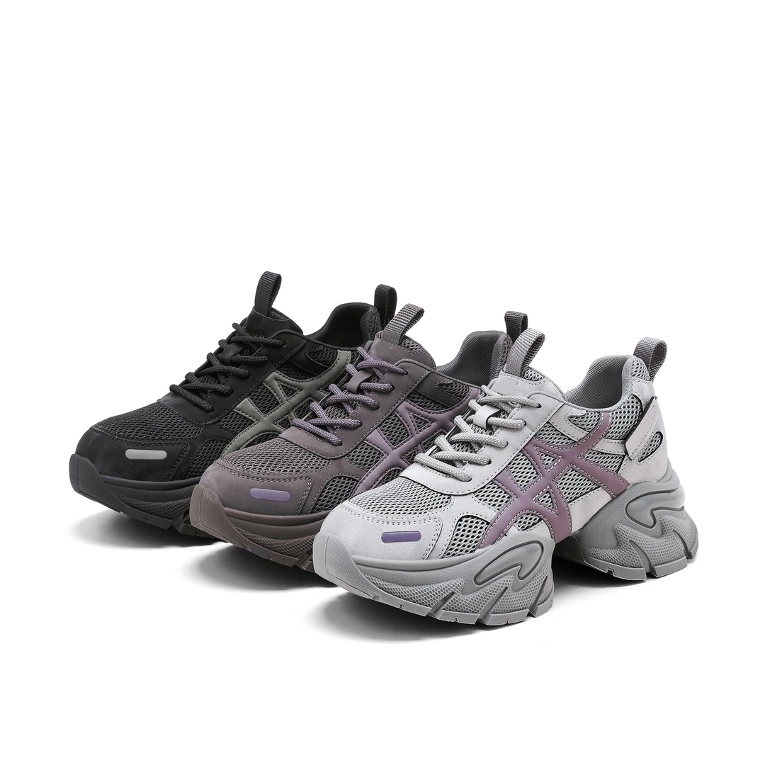 2025秋季新款时尚松糕鞋舒适百搭老爹鞋网面透气运动增高鞋