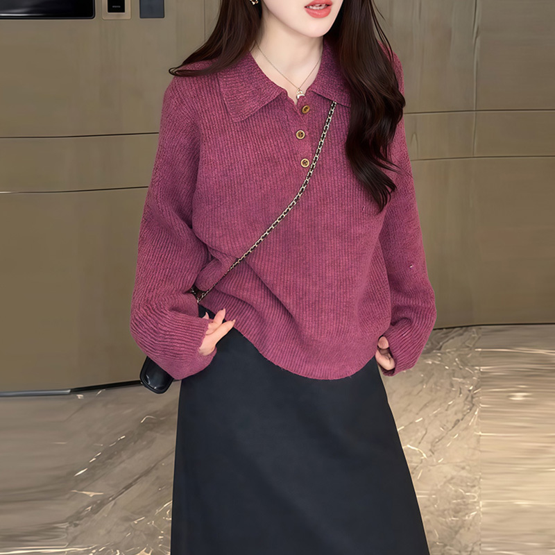 SJ-DY韩系漂亮显瘦设计感针织衫女秋季新款显白时尚慵懒风上衣