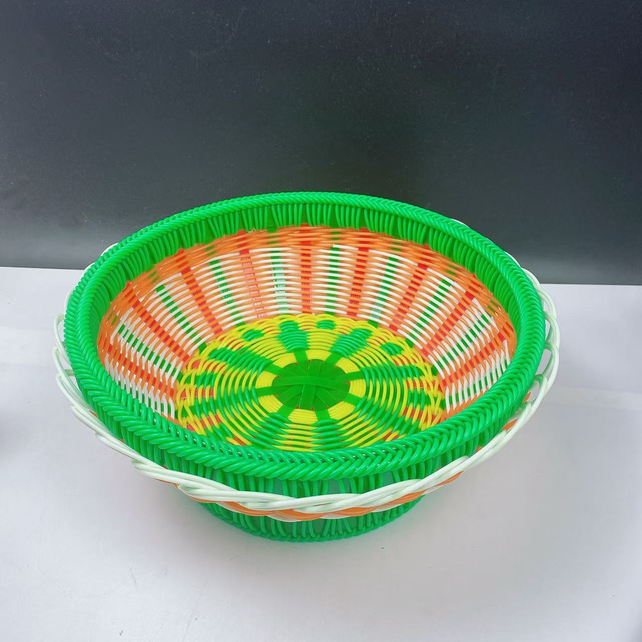 【文达】利利编织 手工编织成品篮子果盘塑钢带藤条编织材料