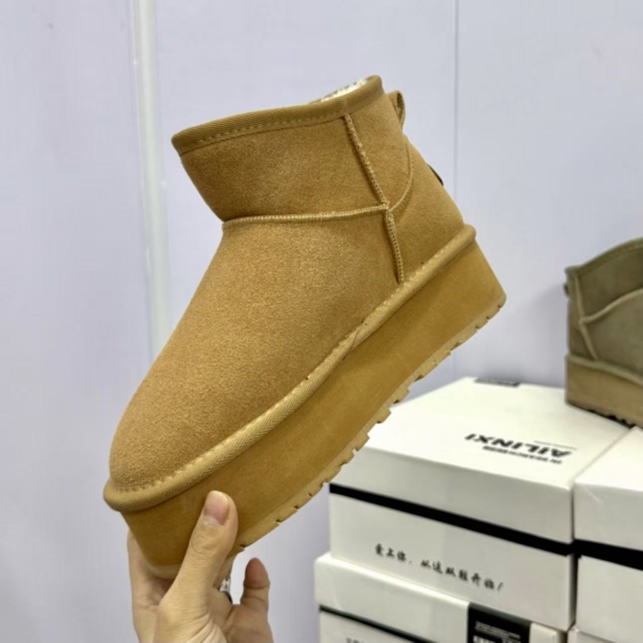Asmiy 5908厚底防滑雪地靴女冬季保暖加绒加厚棉鞋