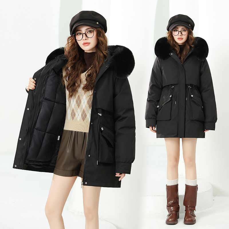 一衣三穿2025新款派克服棉服中长款加厚冬季棉衣女可拆卸收腰外套