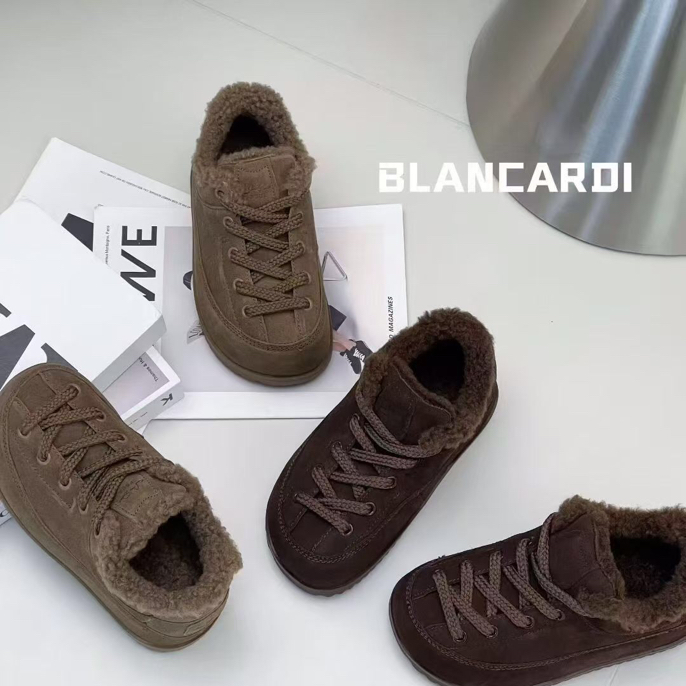 真皮新款大头丑萌加绒毛毛棉鞋圆头厚底防滑百搭休闲女鞋加厚冬季