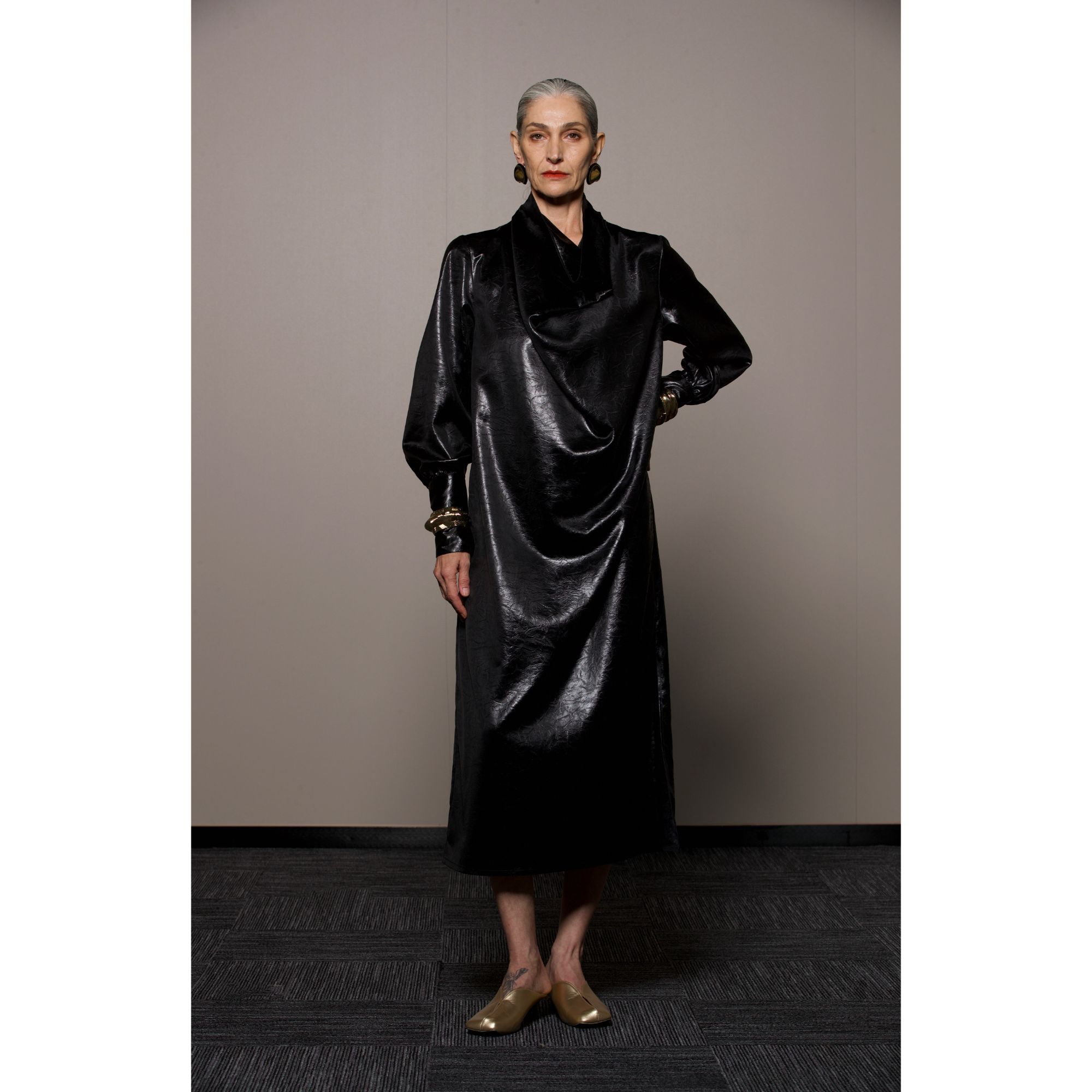 芈莱尤优—新款荡领法式连衣裙L23—5188