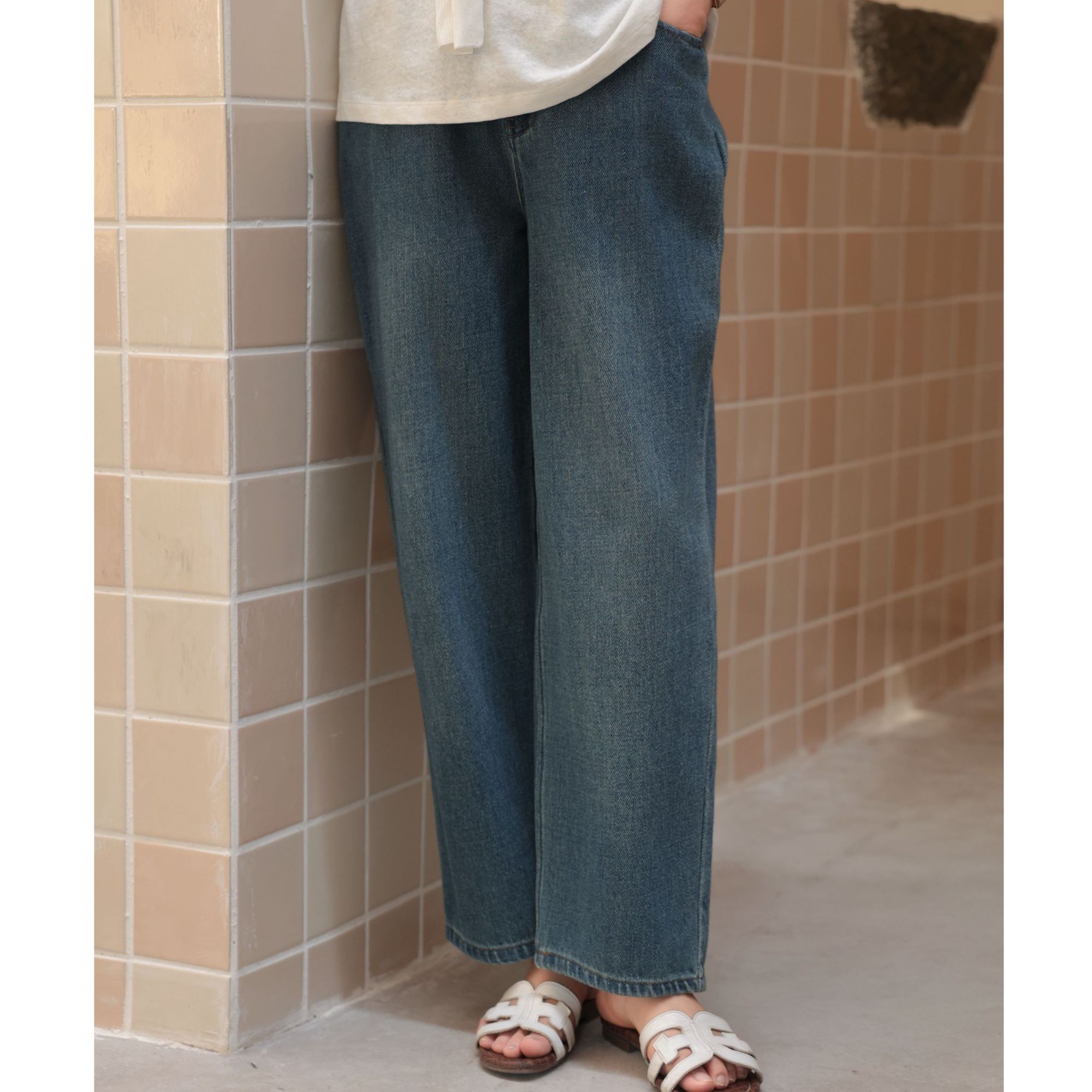 麻享【重磅双纱牛仔裤】休闲阔腿萝卜裤女九分2024139