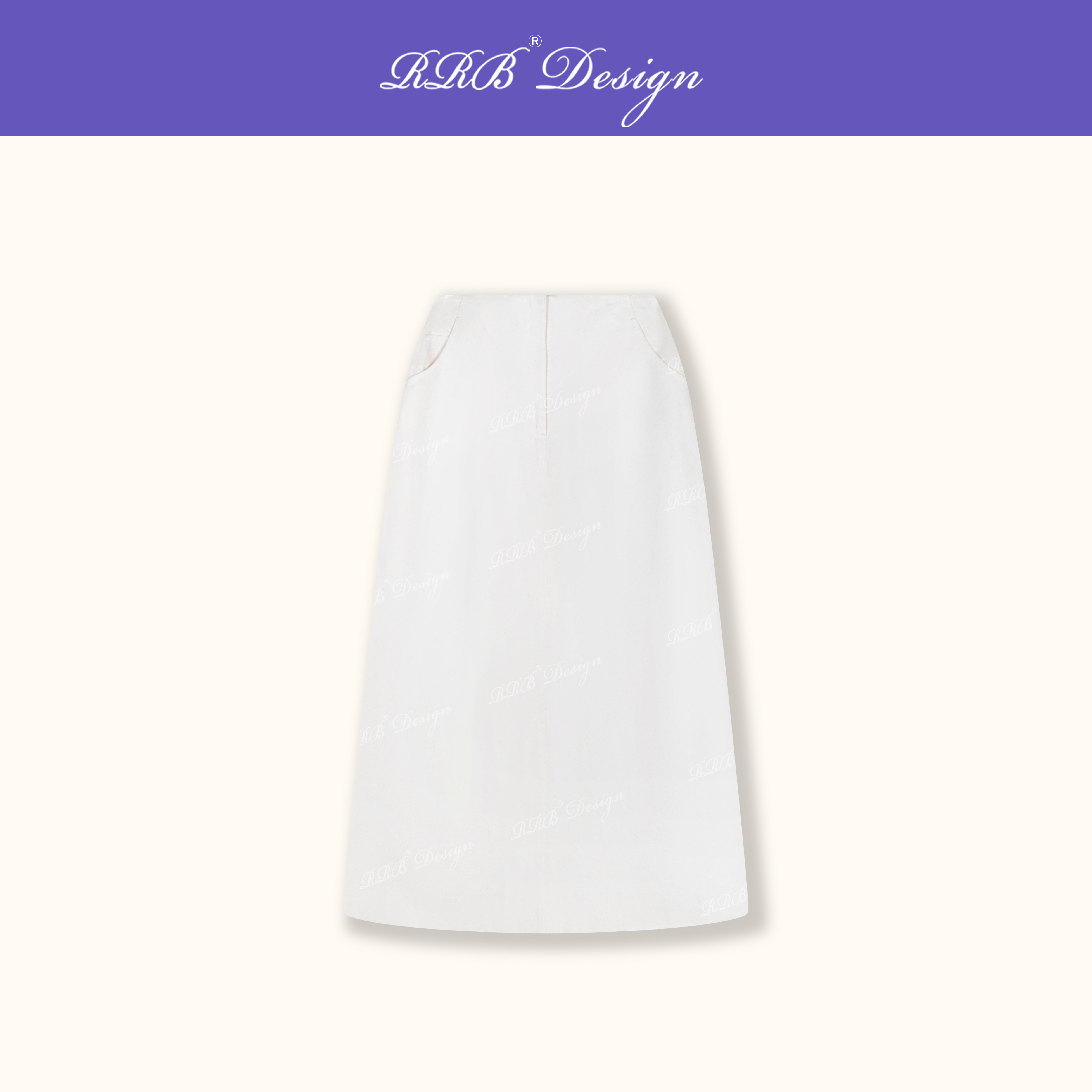 RRB Design 「哥伦比亚」定染白水洗棉百搭显瘦纯色半身裙长款半裙