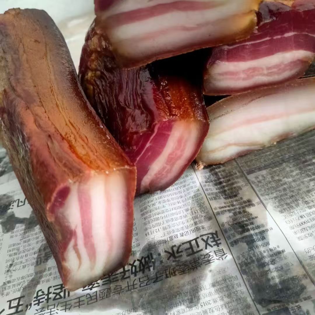 陕南正宗柴火烟熏五花肉腊肉肥而不腻瘦而不柴咸肉小包装一斤包邮