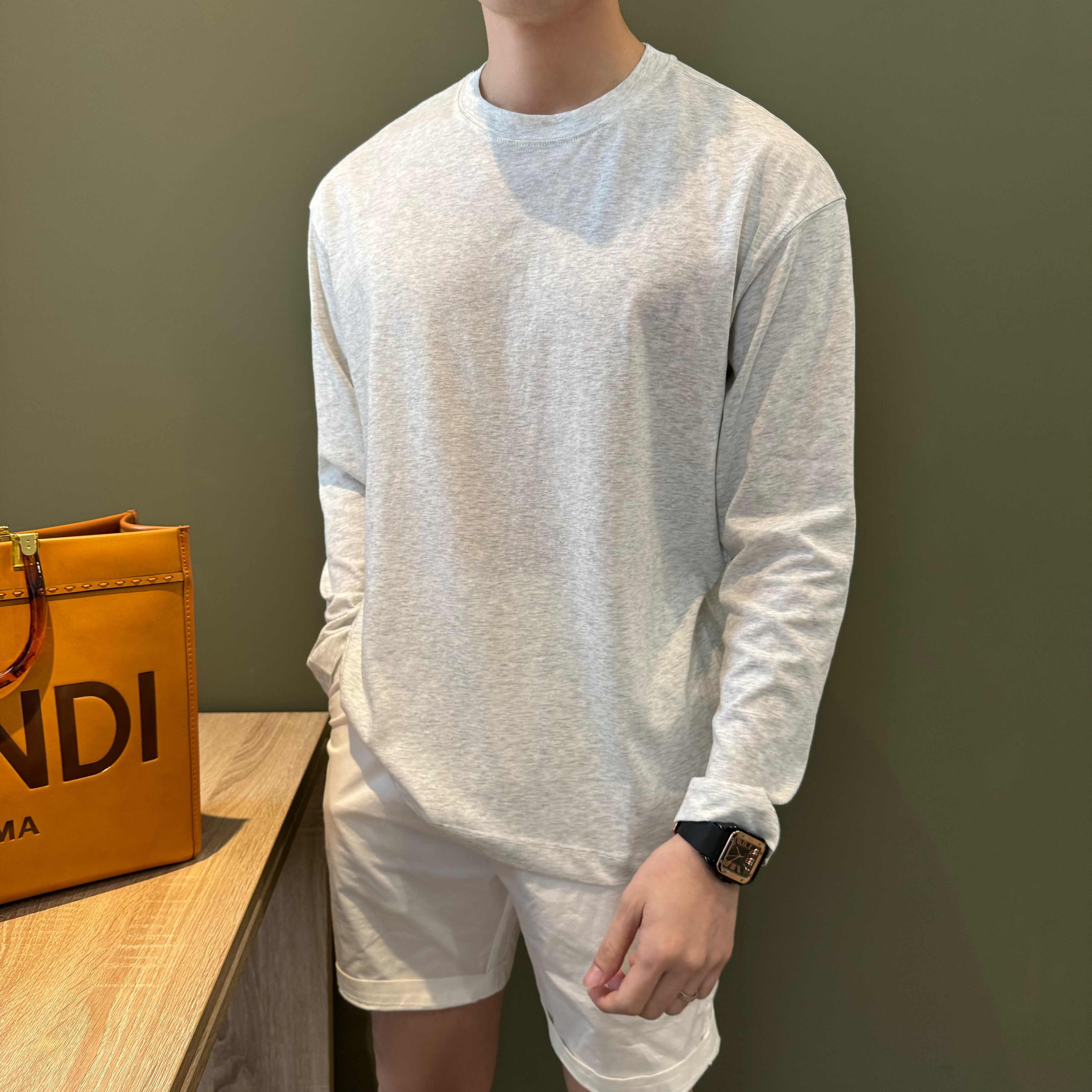 WUSHE物社【透气棉纱】男士百搭宽松防晒衣简约度假风休闲长袖T恤男