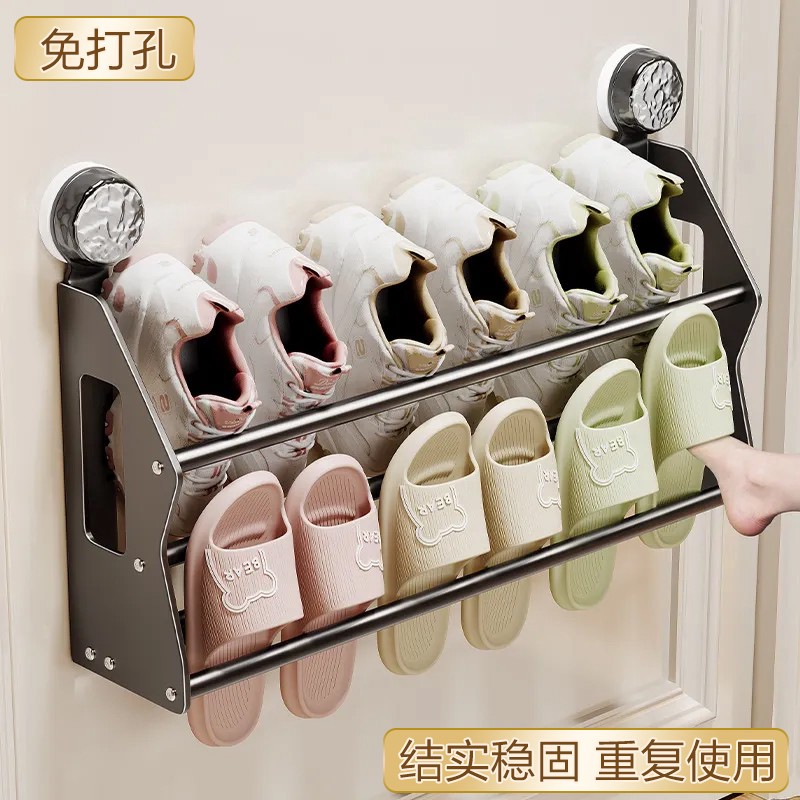吸盘门后鞋架壁挂式宿舍简易门口免打孔浴室墙上置物鞋子收纳神器