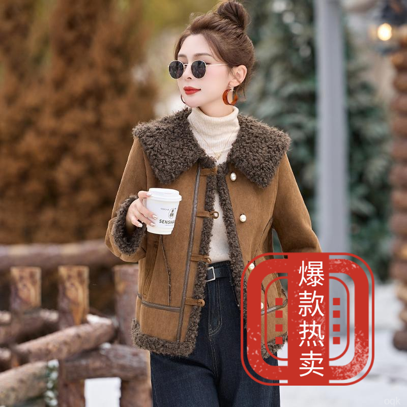 小个子机车服学院风新款加绒加厚外套女秋冬季棉衣保暖夹克翻领