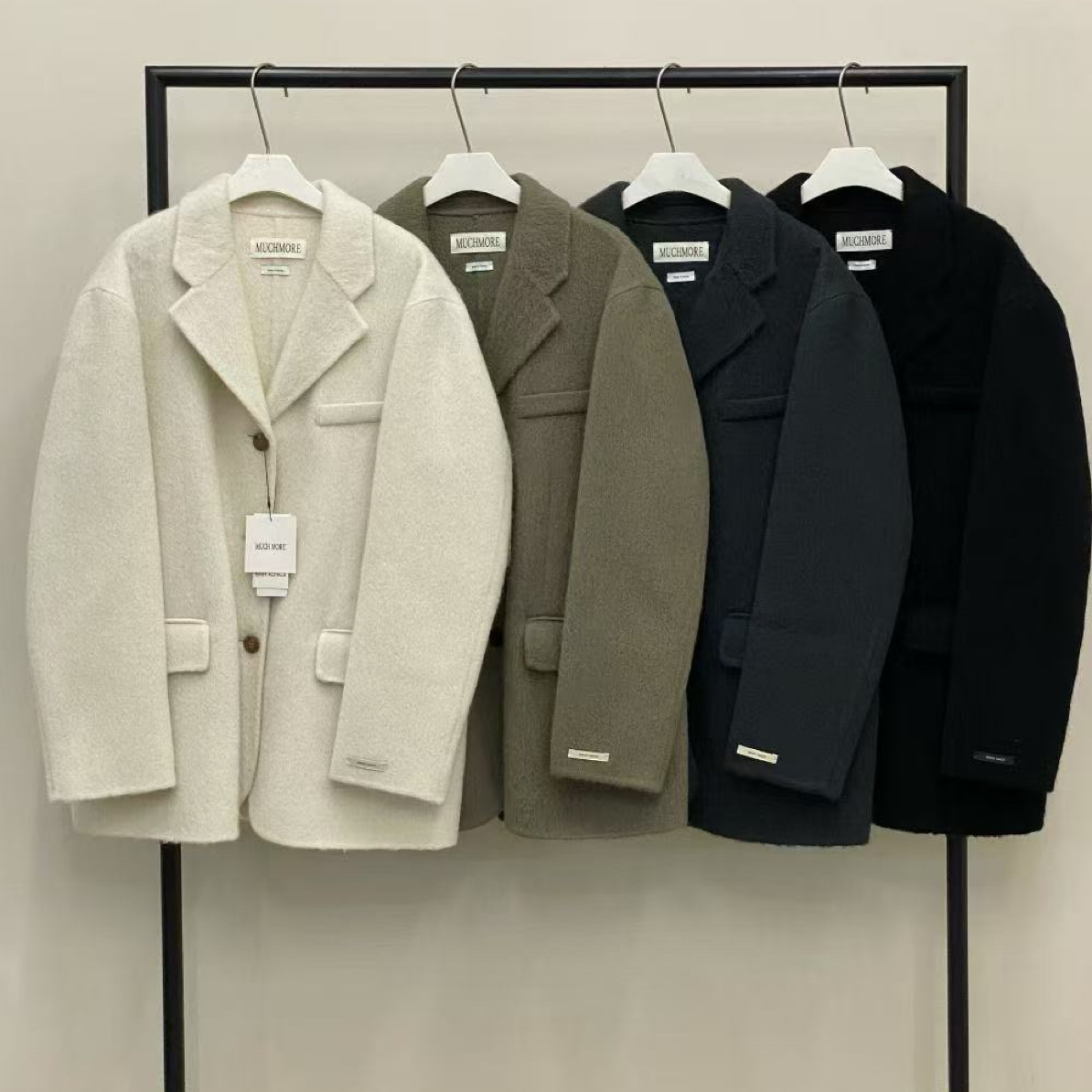 muchmore韩国东大门秋冬翻盖口袋手工大衣外套韩系