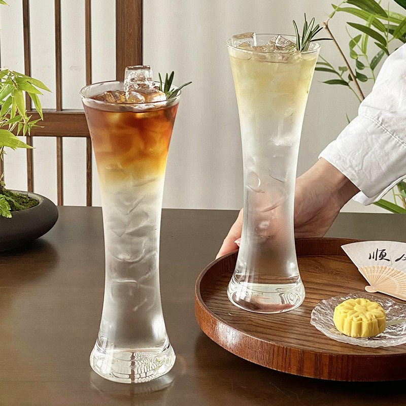 细长果汁杯玻璃杯鸡尾酒杯柠檬茶饮料杯茶酒杯茶馆冷萃茶杯子玻璃