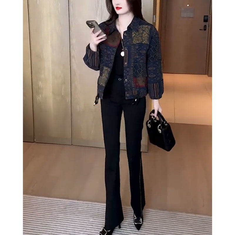 2026春季新款小个子气质休闲减龄开衫宽松显瘦外穿印花短款外套女