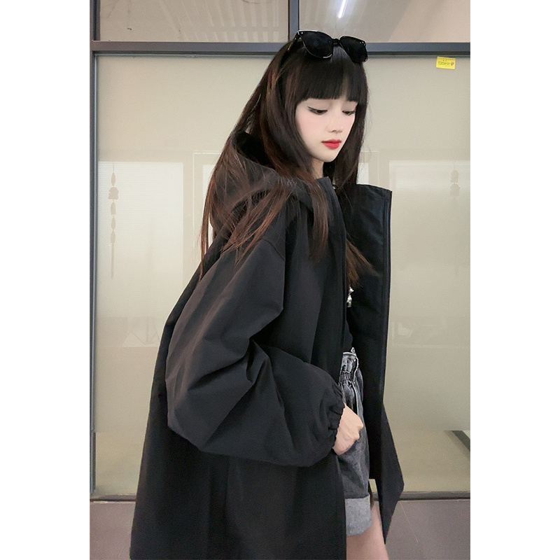 【安童森定制】早秋韩版宽松休闲连帽设计双拉链开衫冲锋衣外套2960