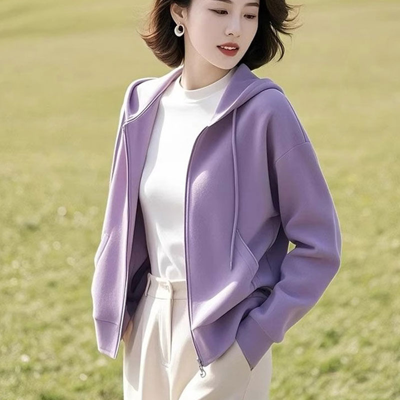 开衫连帽卫衣女宽松2025春秋新款洋气减龄女士休闲外套女上衣