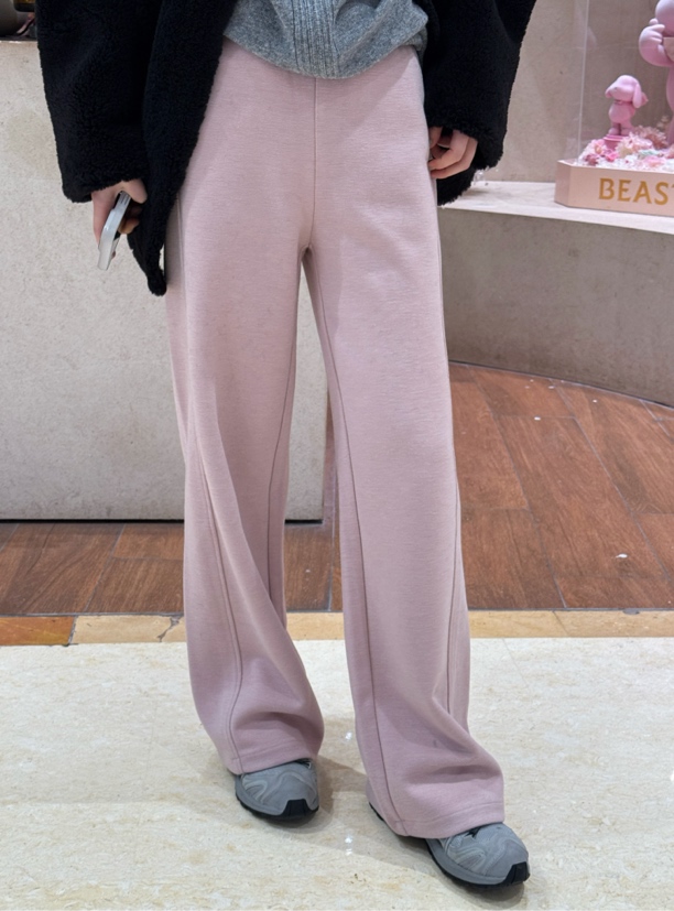 【牛奶裤】MEGANLE休闲运动廓形高腰加厚宽松镰刀卫裤2024558