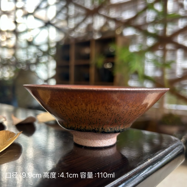 【乐盏堂】龙窑柴烧 非遗名家严柳忠手作 建窑建盏撇口兔毫盏