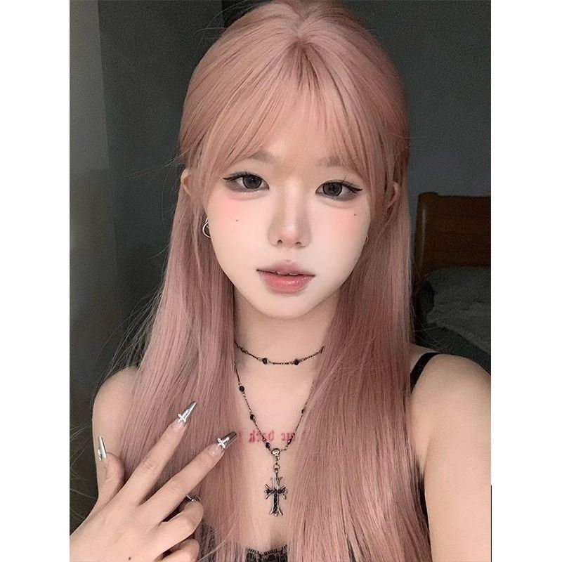 假发女Lolita长发仿真长直发粉色女生JK少萝自然网红同款全头套式