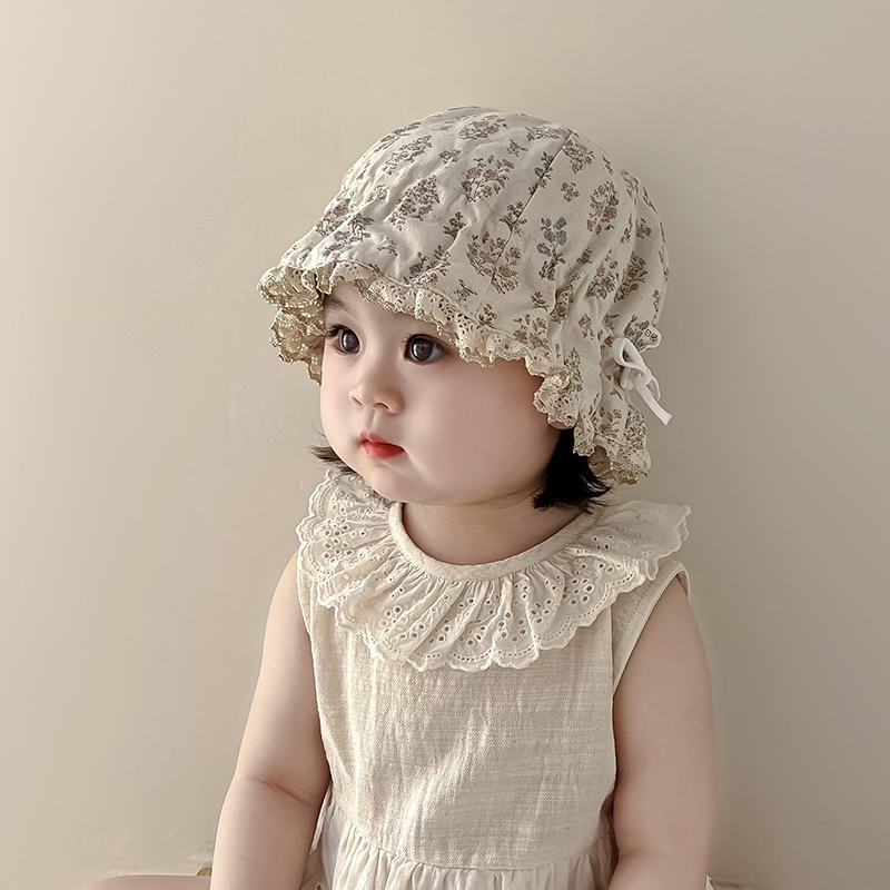 韩版宝宝帽子春秋婴幼儿遮阳宫廷帽小月龄护囟门胎帽渔夫帽潮