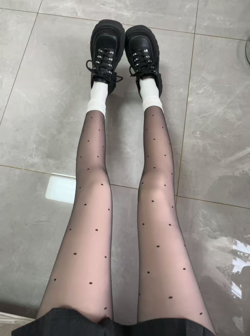 【冬冬专属】秋冬季薄款加绒蝴蝶波点光腿神器黑透肤防勾丝打底裤