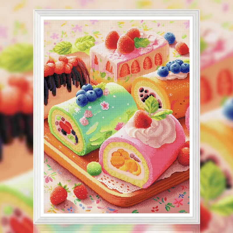春天十字绣2025新款线绣满绣简约现代甜品蛋糕客厅餐厅手工自己绣