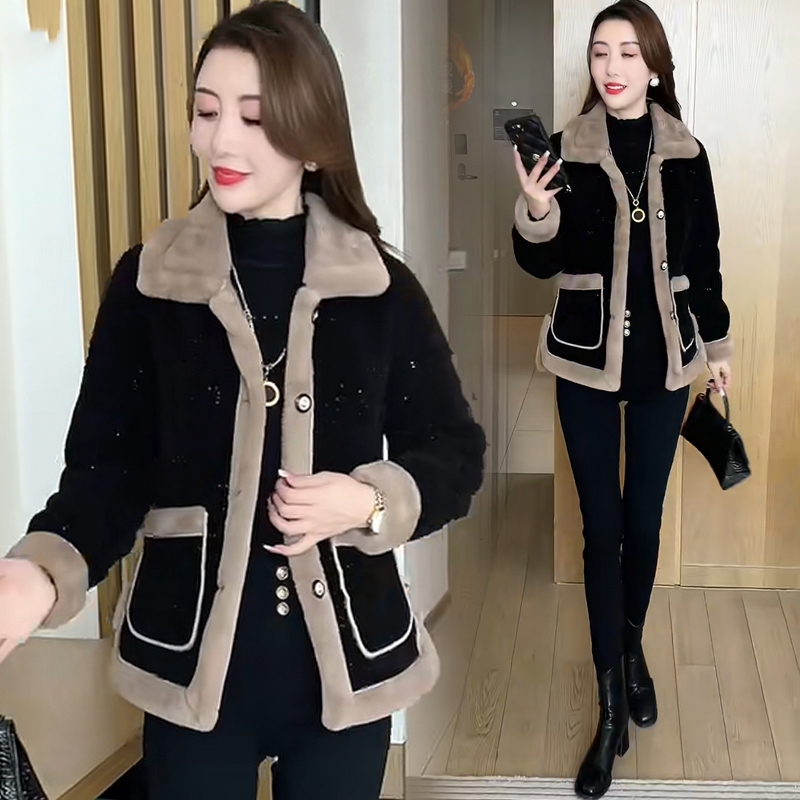 雅鹿韩系高级感短外套加绒加厚保暖2025冬季新款洋气大衣