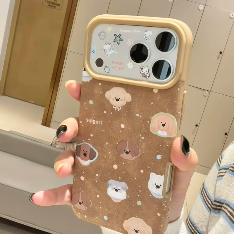 欧克里里冬日可爱小狗适用苹果17/16贴皮手机壳小米15vivoppo华为