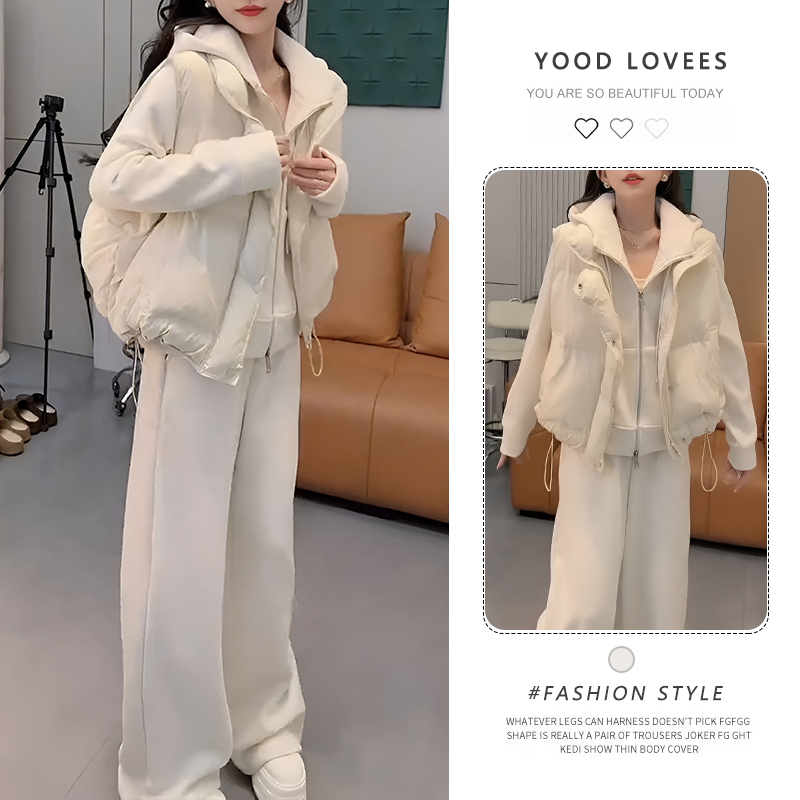 2025冬季新款时尚显瘦气质网红高档套装女百搭宽松加绒加厚三件套