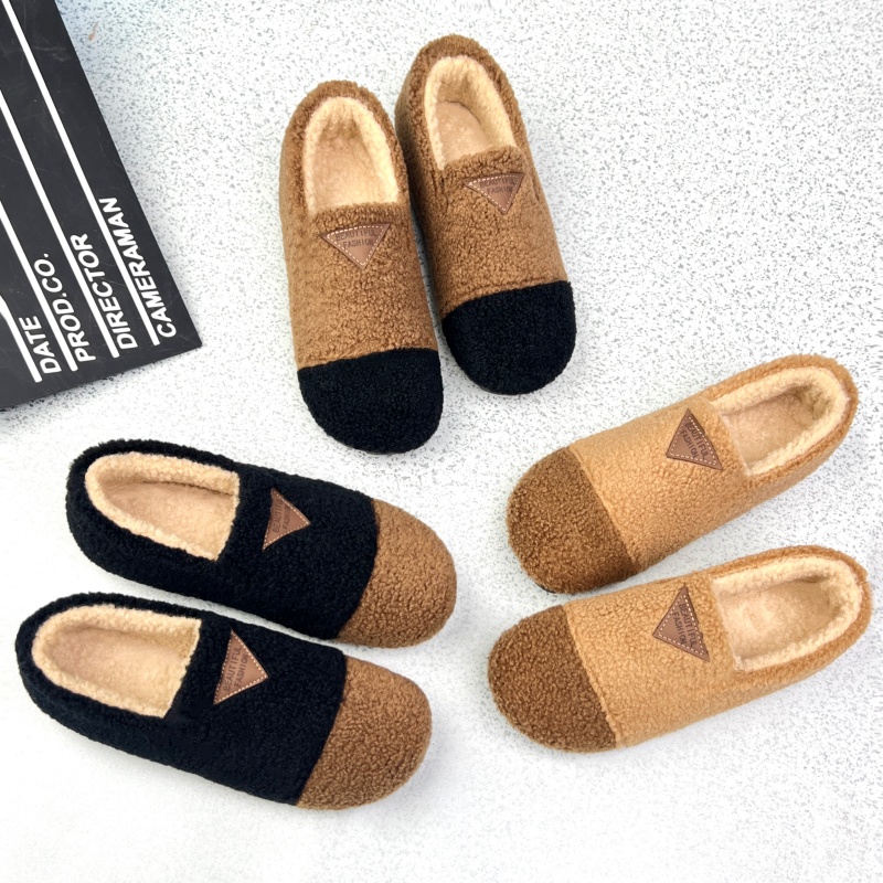 冬季百搭一脚蹬女士棉鞋平底休闲豆豆鞋软底时尚百搭毛毛鞋