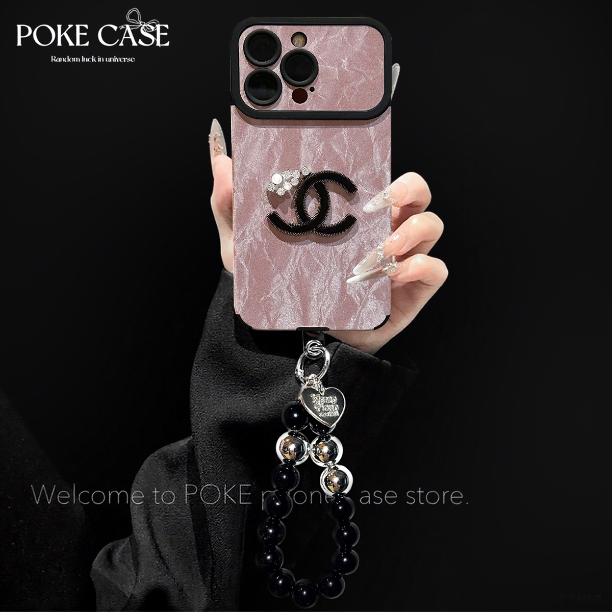 大视窗紫毛皮适用苹果16PROMAX双C标华为VIVO小米OPPO手链手机壳