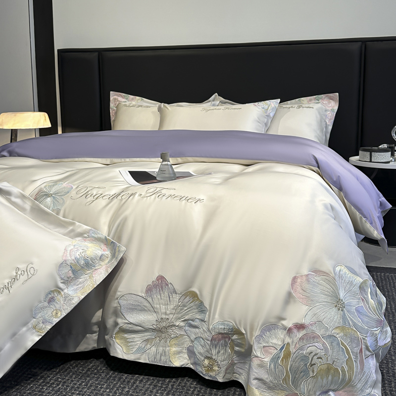 轻奢高级感长绒棉四件套高档磨毛床单被套2025新款床上用品