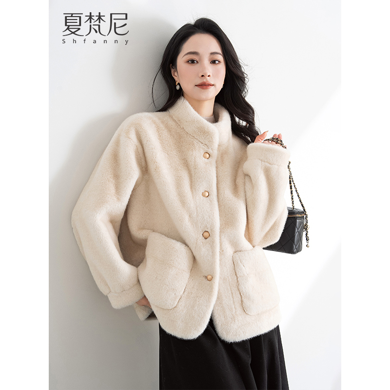 夏梵尼清雪吟冬气质高级感仿皮毛一体外套显瘦百搭毛毛小个子外衣